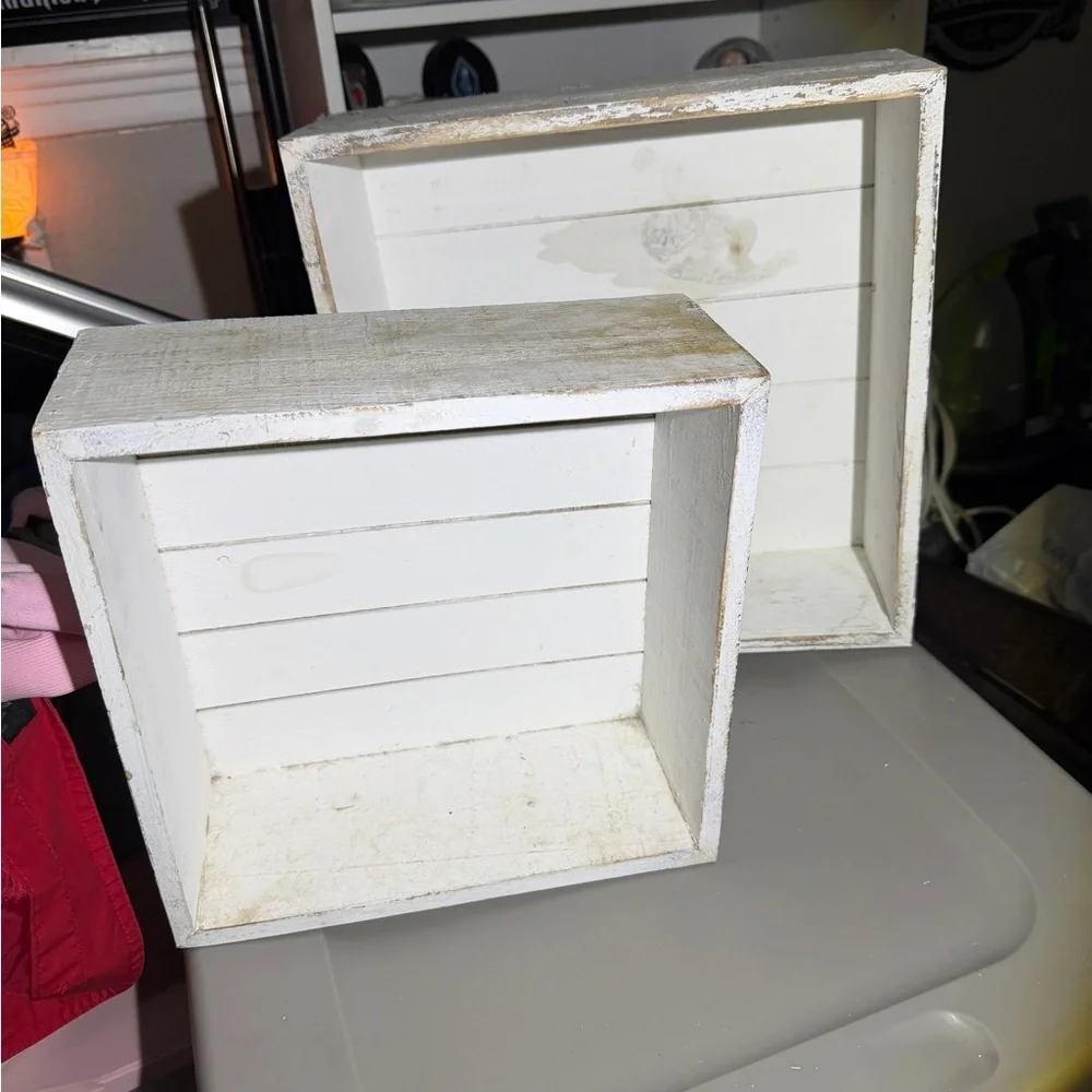 Rustic White Wooden Wall Shelves